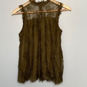 Green lace sleeveless top S